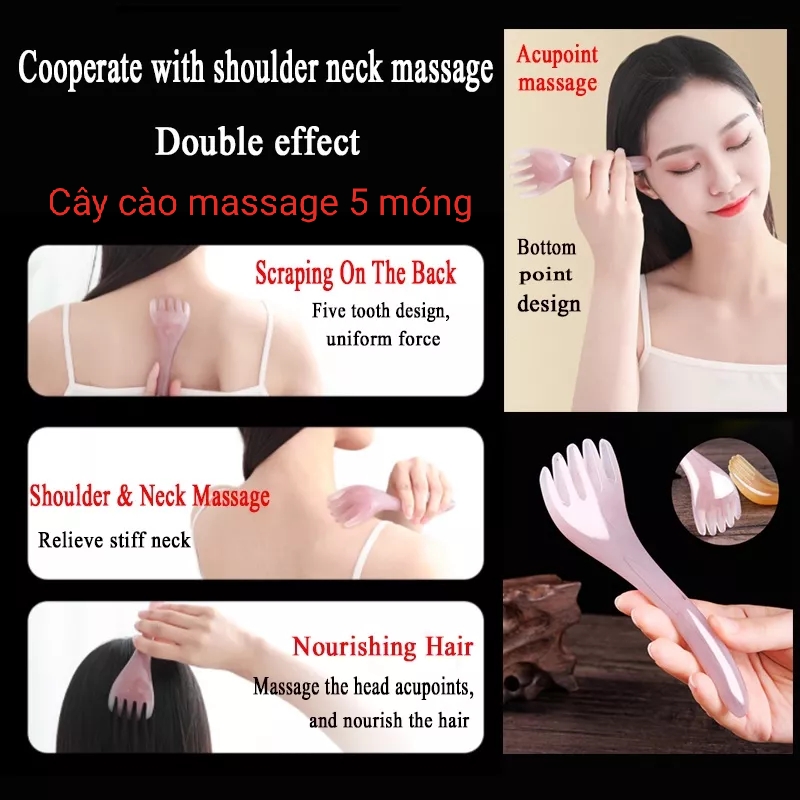 Lược trị liệu massage 5 móng .Massage da đầu ,điểm huyệt, vuốt da đầu, gãi ngứa , lược chải thông kinh lạc dưỡng sinh