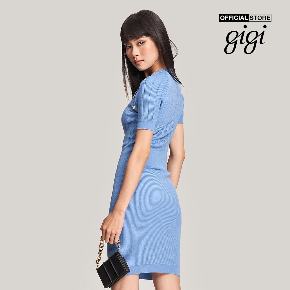 GIGI - Đầm body mini tay ngắn cổ tròn phối nút sang trọng G2106K222717