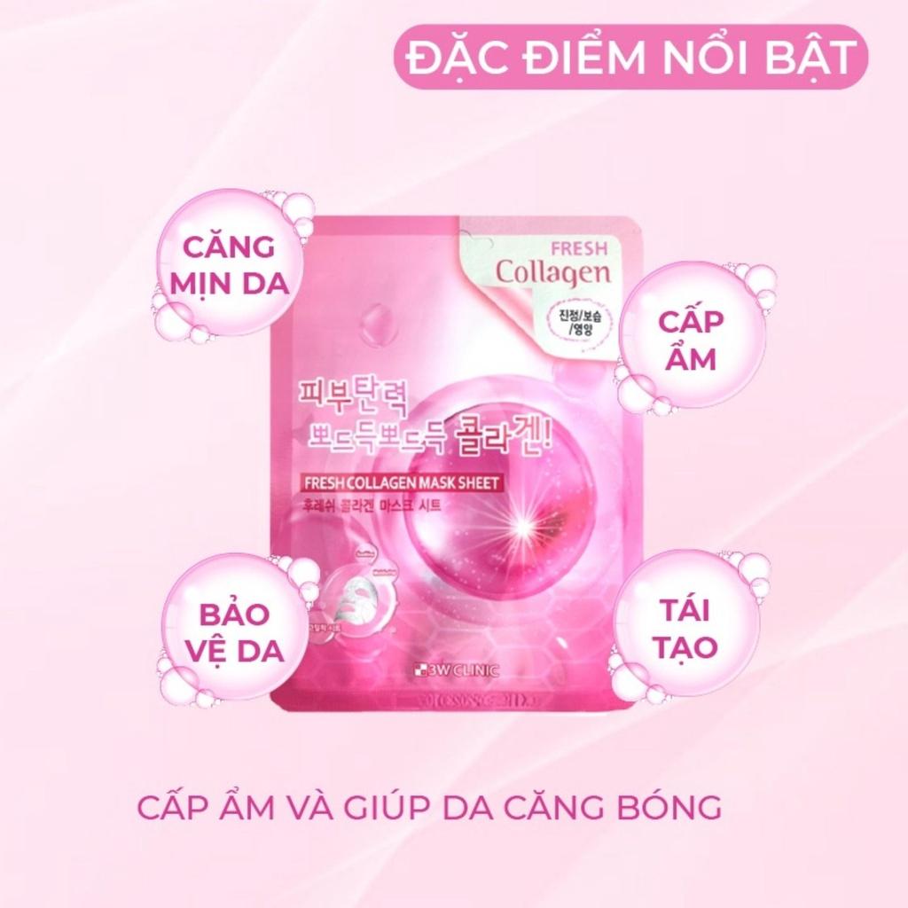 Combo 5 Mặt Nạ 3W Clinic Collagen Fresh Collagen Mask Sheet 23ml/Miếng