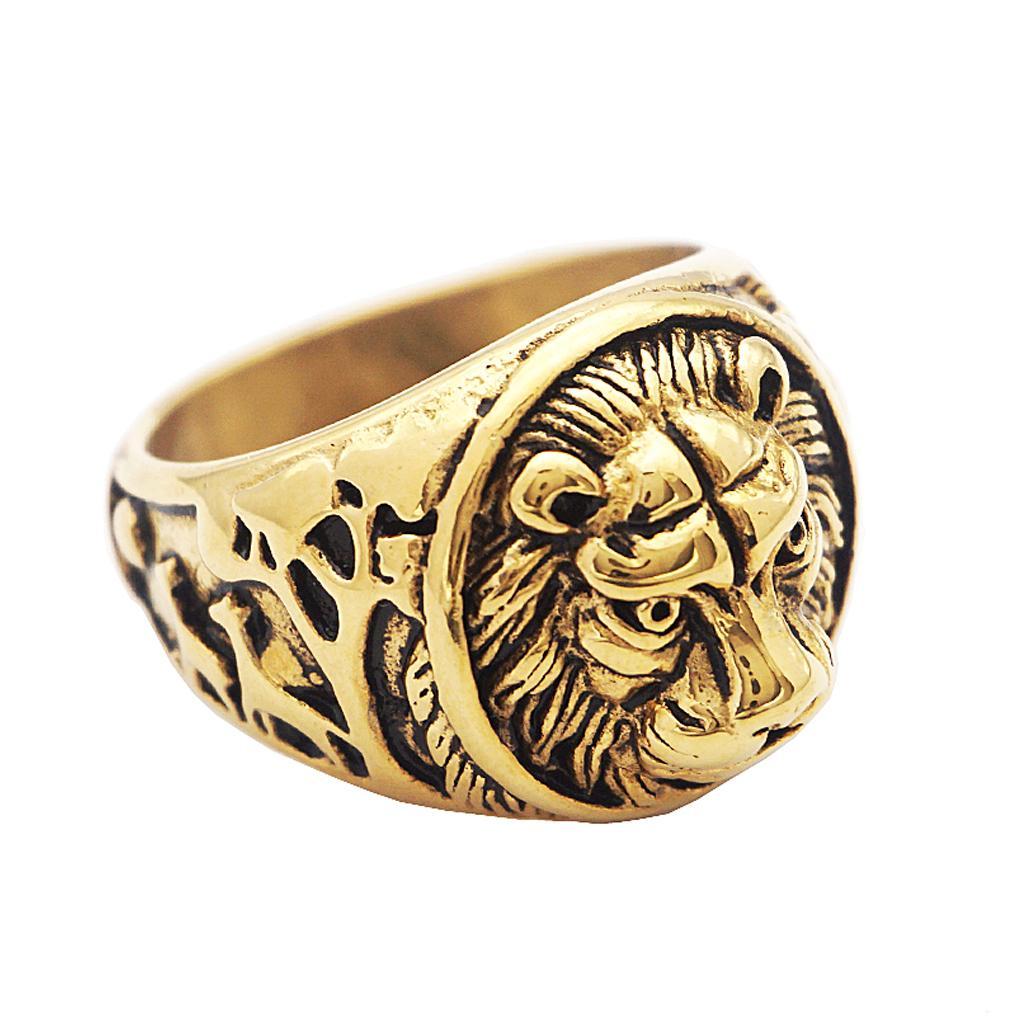 Lion  Stainless  Head Rings Punk Gothic
