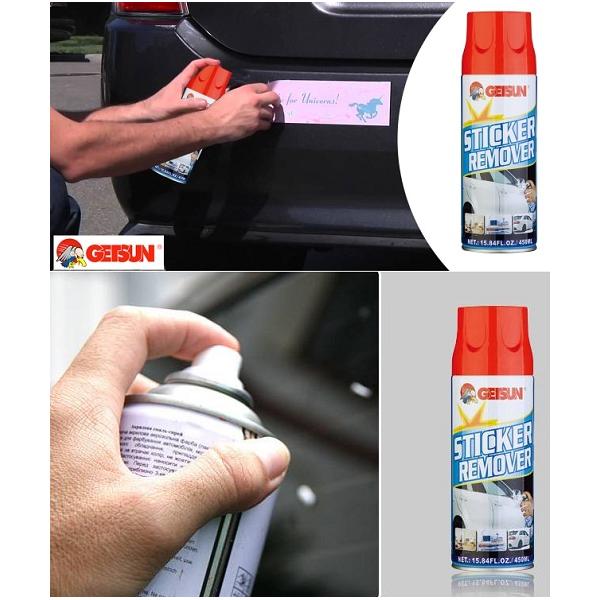 Chai xịt vệ sinh tẩy keo băng dính nhựa đường cho ô tô xe máy Getsun 450ml (Trắng)