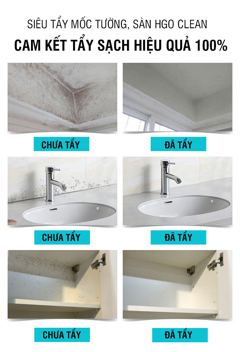 Hình ảnh Tẩy mốc tường HGO CLEAN tẩy sàn rêu mốc, tấm alu bẩn mốc ố vàng an toàn tiện lợi hiệu quả 500ml