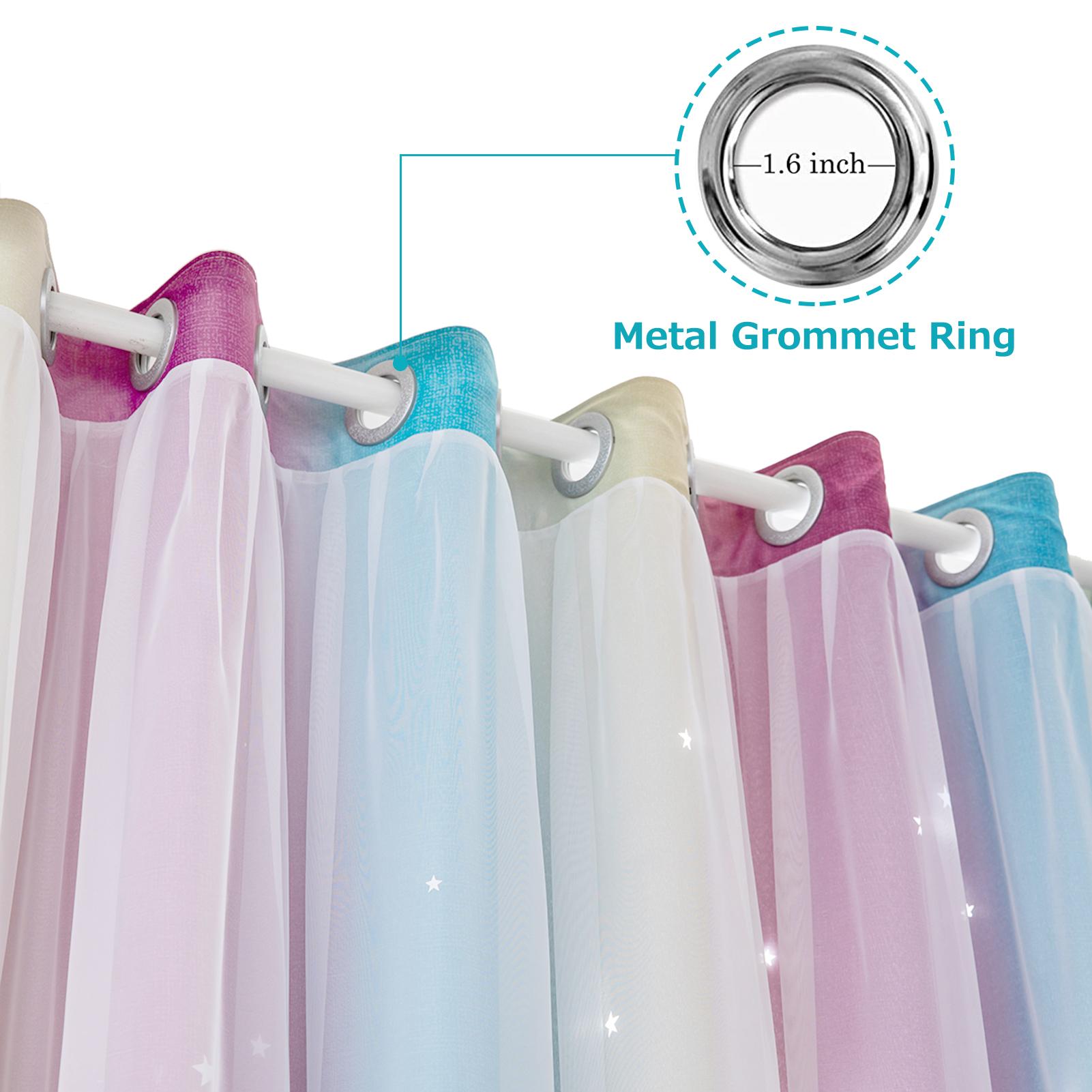 Set 2 Rèm Cửa 2 Lớp Nhiều Màu Sắc Đơn Giản Gradient Hollow-Out