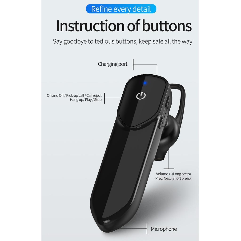 V19 TWS Bluetooth4.2 IPX3 Wireless In-ear Earhook Earphone Black