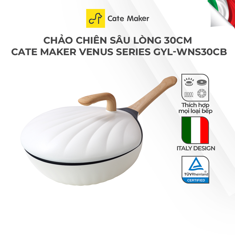 Chảo chống dính Cate Maker VENUS SERIES GYL-WNS30CB, size 30cm, thiết kế thông mình, dùng cho mọi loại bếp