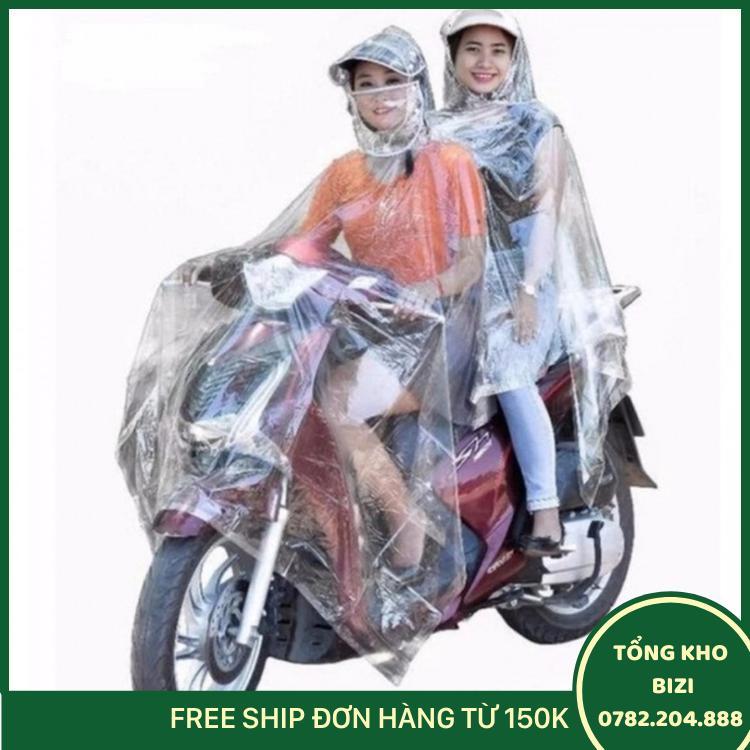 Áo Mưa Nhựa Vi Sinh Trong Suốt 2 Đầu - Free Ship Toàn Quốc