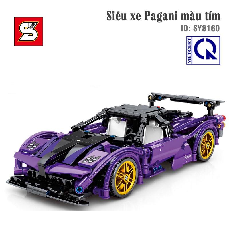 Đồ chơi lắp ráp Siêu xe Pagani màu tím - SY BLOCK  SY8160 (lên cót)-464 chi tiết