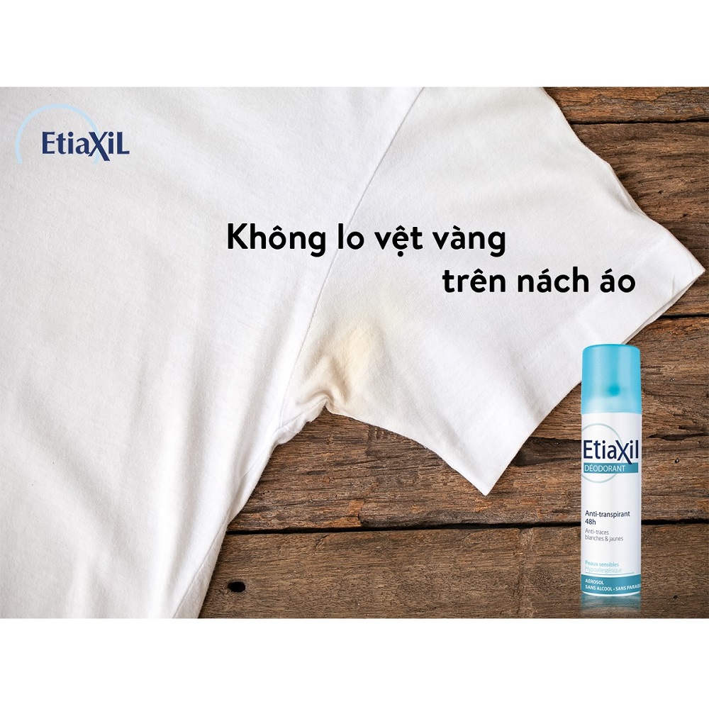 Xịt Khử Mùi Etiaxil Déodorant Anti-Transpirant 48H Peaux Sensibles Aérosol (150 ml) Dạng Phun Sương + Tặng 1 Móc Khóa Nhựa 2 Mặt