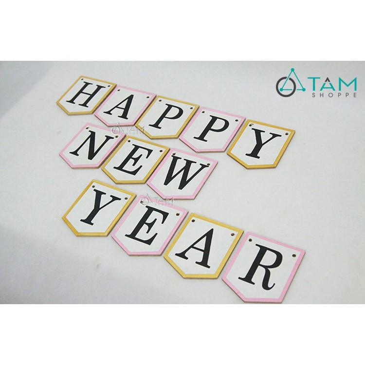 Dây treo chữ Happy New Year bằng gỗ số 06