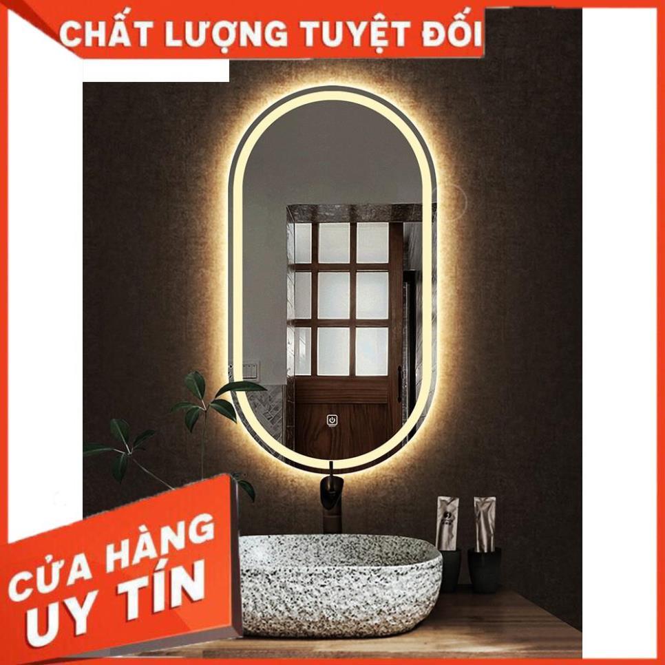 gương LED cảm ứng hình OVAL treo tường, trang trí decor kích thước 50x90cm