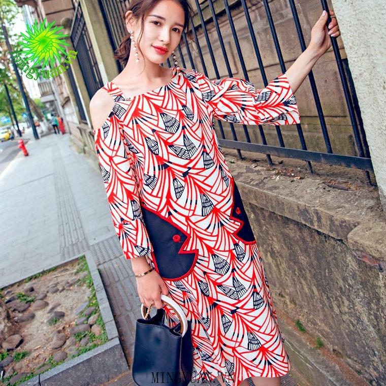 Đầm Nữ Tay Lỡ Trễ Vai Thời Trang Hàn