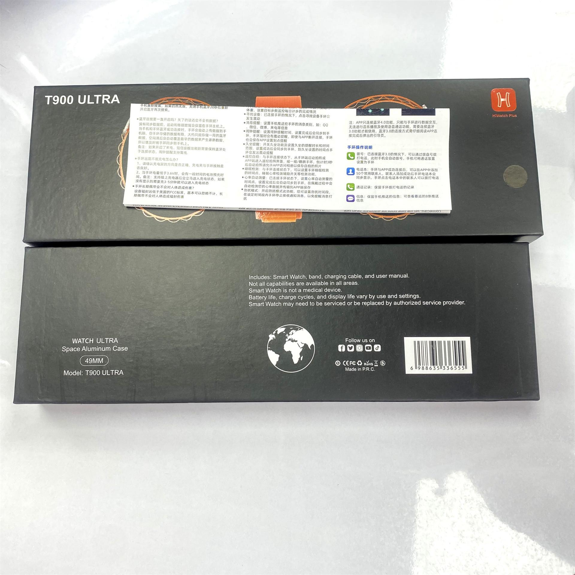 Đảm bảo chất lượng Đồng hồ thông minh T900 ULTRA Màn hình lớn 1.92 inch theo dõi nhịp tim và huyết áp Vòng đeo tay gọi Bluetooth siêu