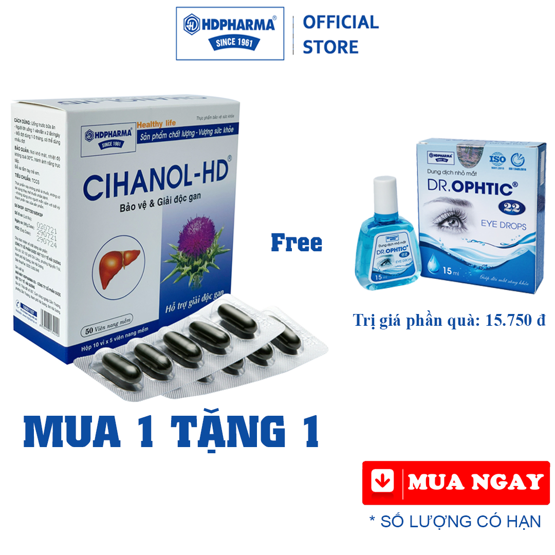 Cihanol HD - HDPHARMA - Viên Uống Hỗ Trợ Giải Độc và Tăng Cường Chức Năng Gan (Hộp 50 Viên)