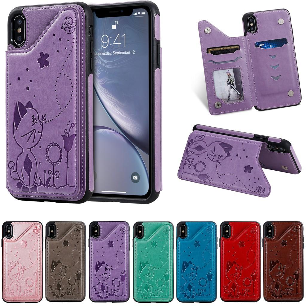 Ốp lưng da ví gập cho iPhone X XS Max XR SE 2020 iPhone 8 iPhone 7 iPhone 6 6S Plus