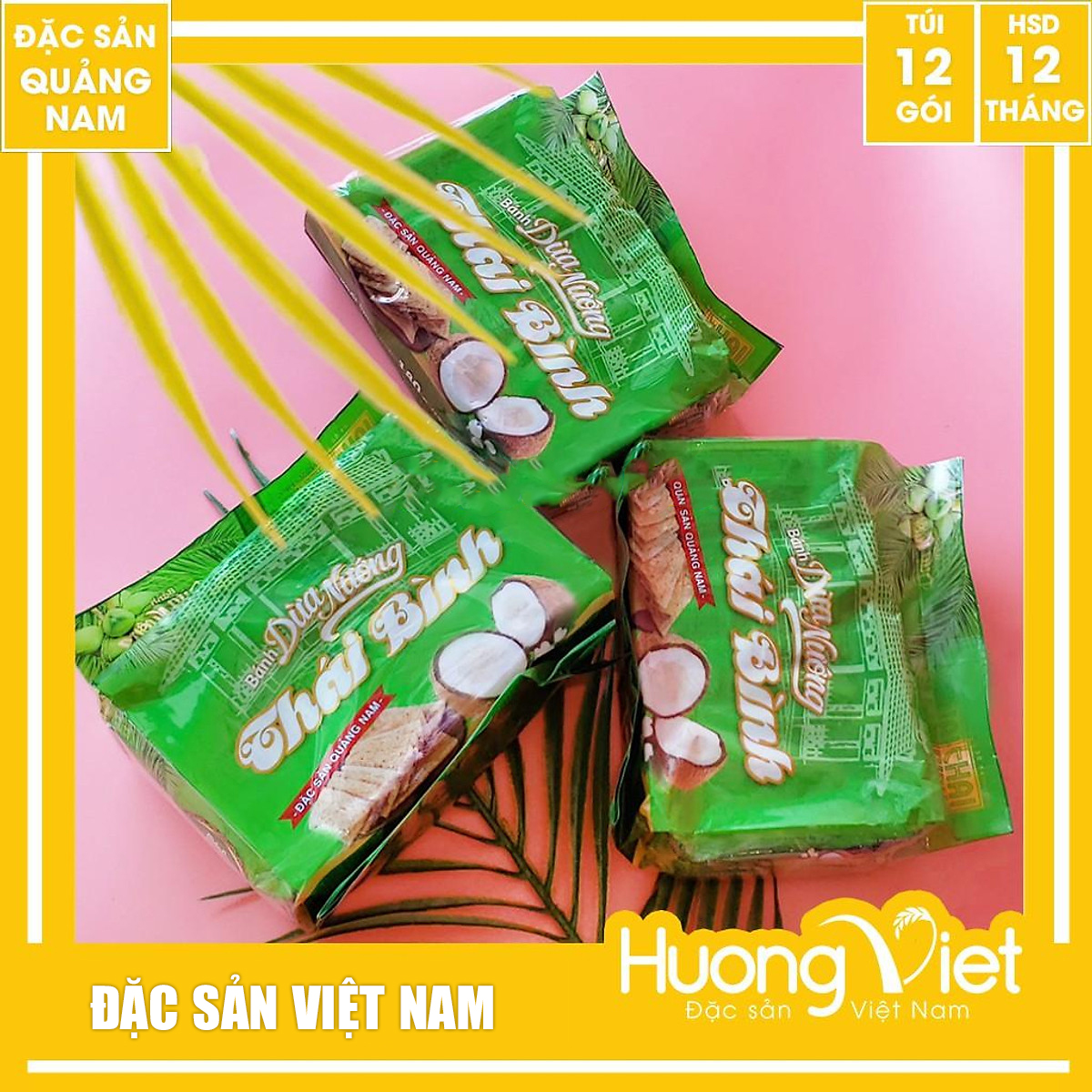 Đặc Sản Quảng Nam - Bánh Dừa Nướng QuảNg Nam 180G, Đặc Sản Bánh Dừa Nướng Quảng Nam Thương Hiệu Thái Bình