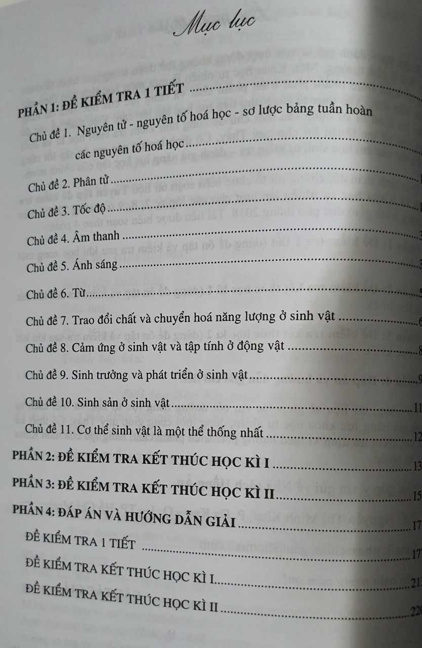 Tuyển Tập Đề Kiểm Tra Định Kì Khoa Học Tự Nhiên Lớp 7 ( Theo Chương Trình GDPT Mới )