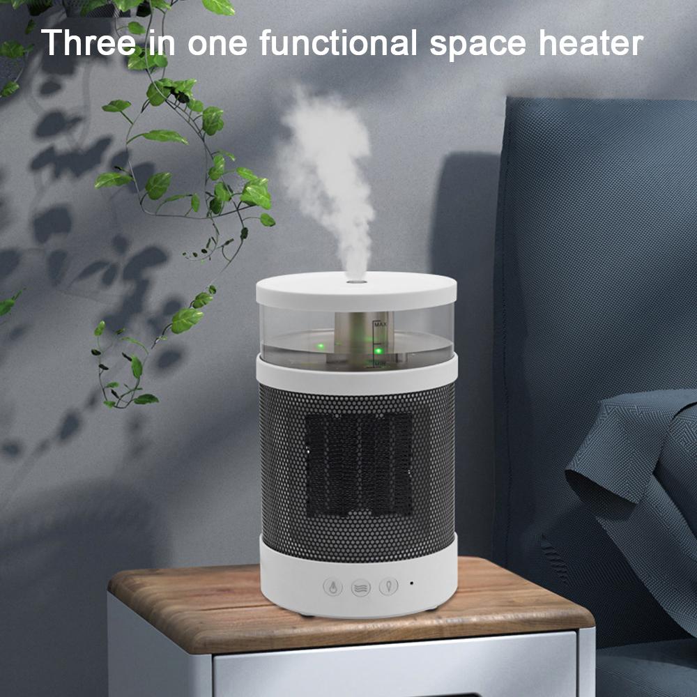 3-in-1 Space Heater & Humidifier Night Light Air Heater Humidifier Ceramic Heating Negative ion Warm Fog Space Heater