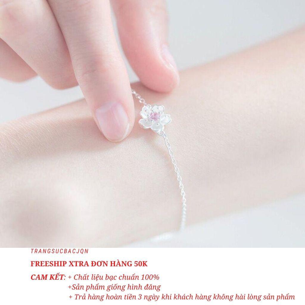 Lắc tay nữ bạc ta lắc hoa đào trẻ trung