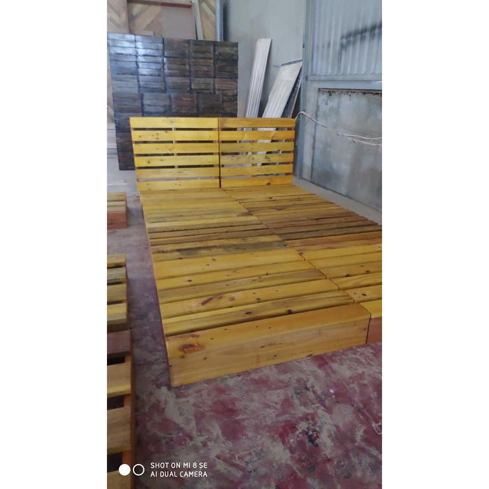 Tổng Hộp Giường Pallet - Giường gỗ - Giường xếp - Giường Hộp Pallet làm giường đã sơn chống mốc