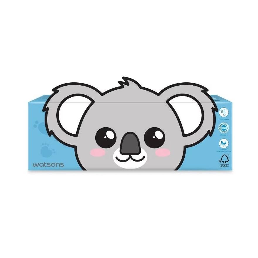 Khăn Giấy Hộp Watsons Facial Box Tissue 3ply x 100s (Koala+Penguin)(Hình Ngẫu Nhiên)