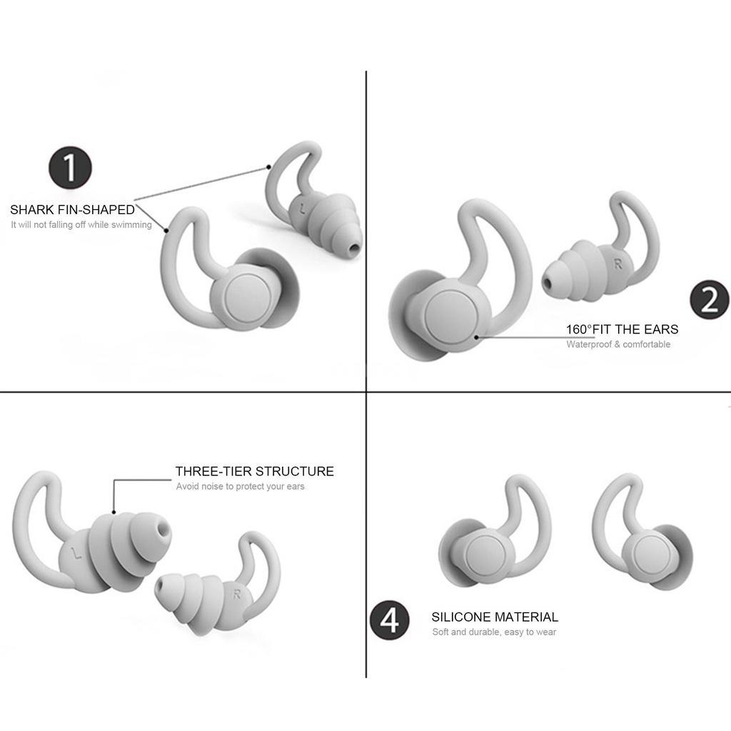 Hộp nút tai chống nước chống ồn bằng silicon mềm dùng đeo khi đi tắm bơi làm đồ gỗ và đi du lịch