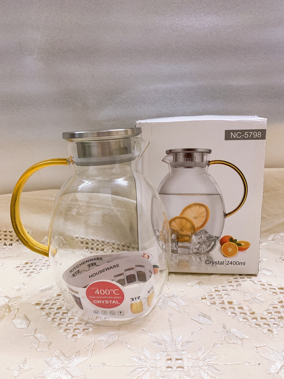 BÌNH ĐỰNG NƯỚC THỦY TINH CHỊU NHIỆT LÊN TỚI 400 ĐỘ C LL - 2400ML - ANTH232