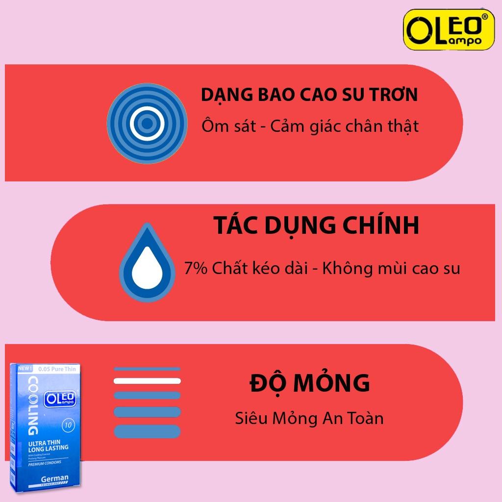 Bao cao su OLEO LAMPO Cooling 10 bao siêu mỏng kéo dài thời gian.