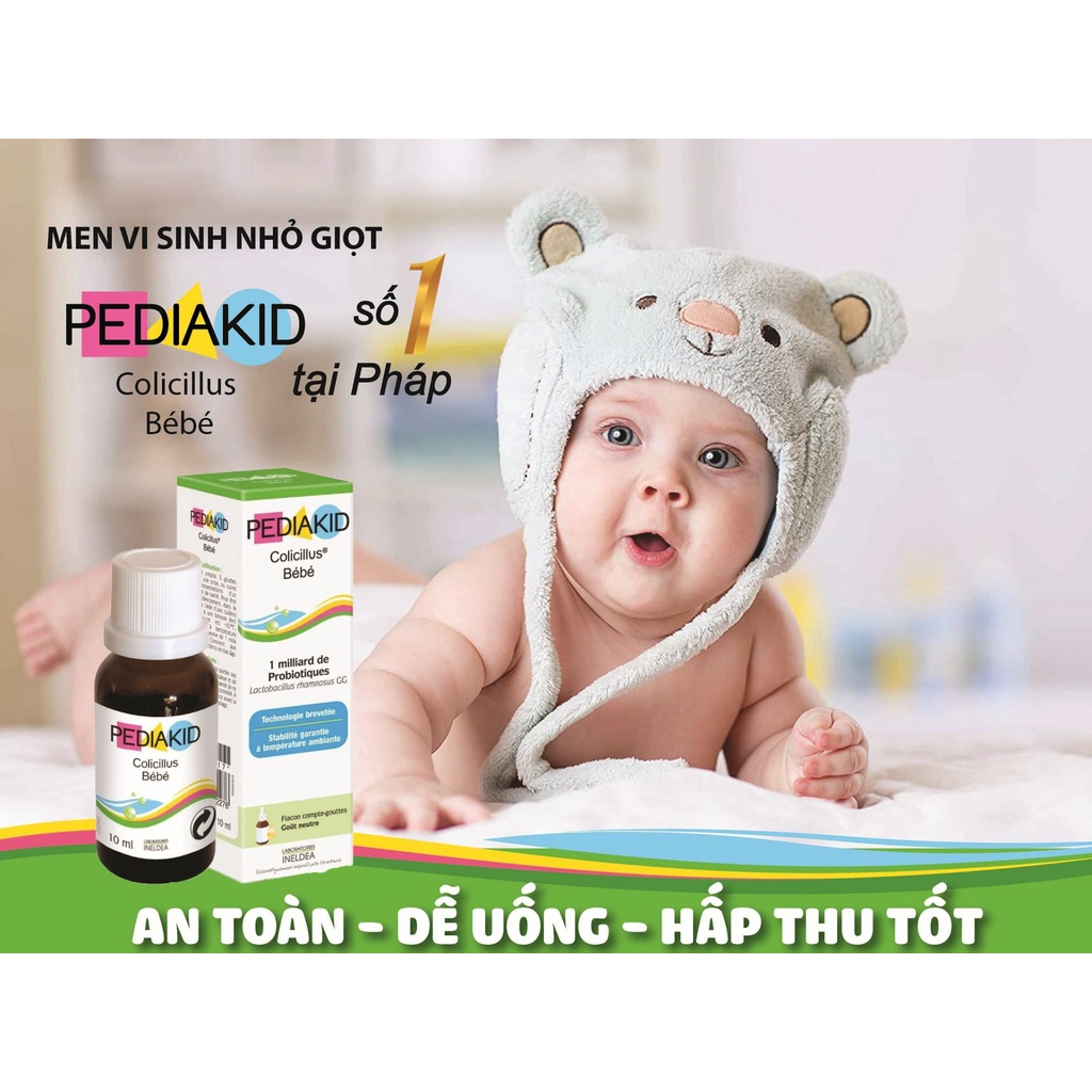 Men Vi Sinh Cho Bé Pediakid Colicillus Bébé - Bổ Sung Lợi Khuẩn, Giảm Tiêu Chảy, Táo Bón, Cân Bằng Hệ Tiêu Hoá (10ml)