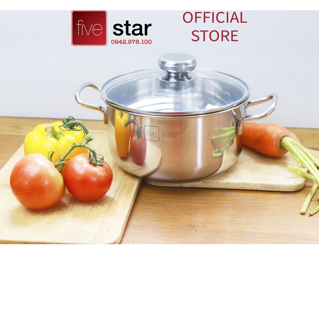 Nồi và chảo chống dính 3 đáy từ inox 430 FiveStar Standard nắp kính (16cm/20cm/24cm ) , dùng được mọi bếp