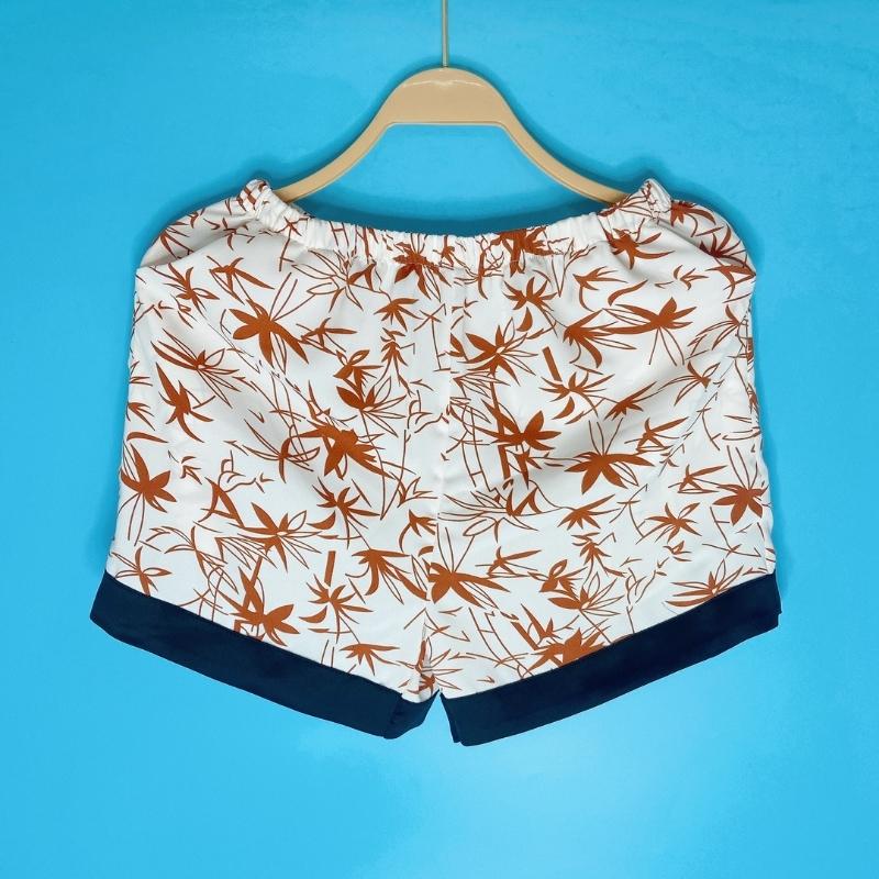 Đồ bộ pijama lụa, đồ mặc nhà nữ VILADY - B133 kiểu quần đùi tay cộc mặc hè thoáng mát Họa tiết Lá tre, chất liệu lụa Mango cao cấp