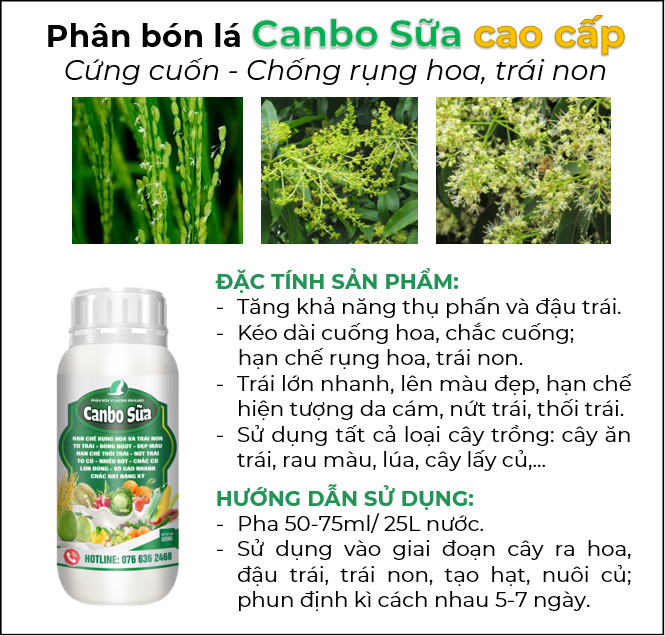 Phân bón lá CANBO SỮA - CANXI BO SỮA CHAI 500ML