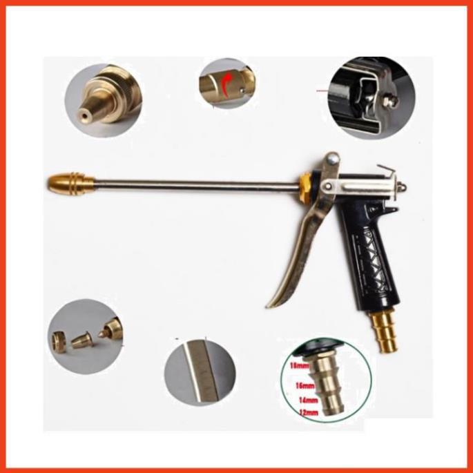 Bộ dây vòi xịt nước rửa xe, tưới cây . tăng áp 3 lần, loại 20m 206318 đầu đồng, cút đồng