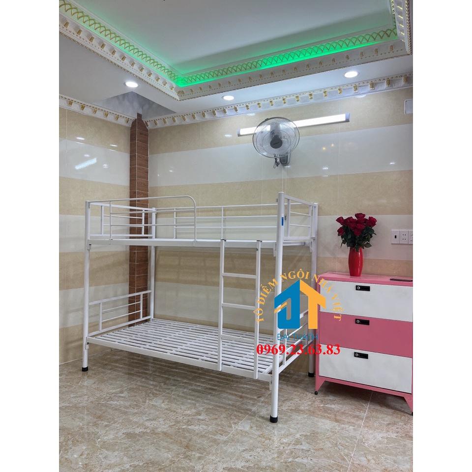 Giường Sắt 2 Tầng cao cấp MÀU TRẮNG 1mx2m