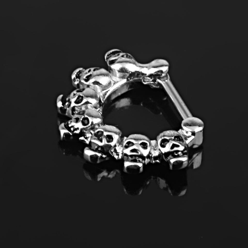 16 Gauge Silver Skull Nose Septum Clicker Nipple Rings Body Piercing Jewelry