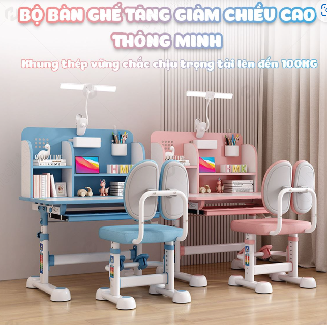 Bộ bàn ghế học sinh thông minh chống gù Tundo đa năng cho bé trai, bé gái