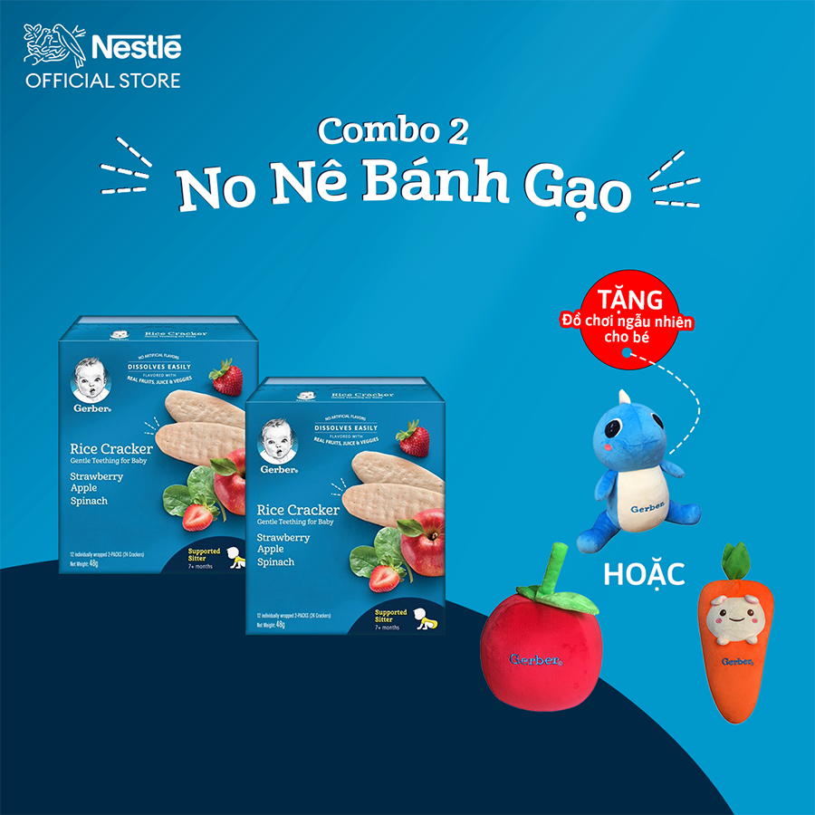 COMBO 2 BÁNH GẠO ĂN DẶM HỮU CƠ NESTLÉ GERBER CHÍNH HÃNG - COMBO 2 NO NÊ BÁNH GẠO - [TẶNG ĐỒ CHƠI CHO BÉ NGẪU NHIÊN]