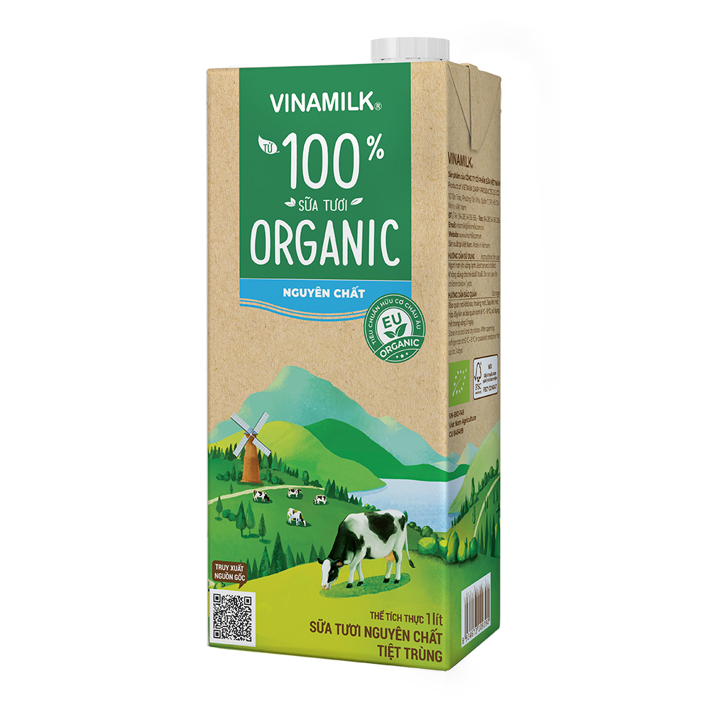 Thùng 12 Hộp Sữa Tươi Tiệt Trùng Vinamilk 100% Organic Không Đường (1lít)