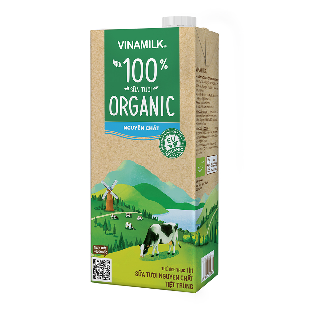 Thùng 12 Hộp Sữa Tươi Tiệt Trùng Vinamilk 100% Organic Không Đường