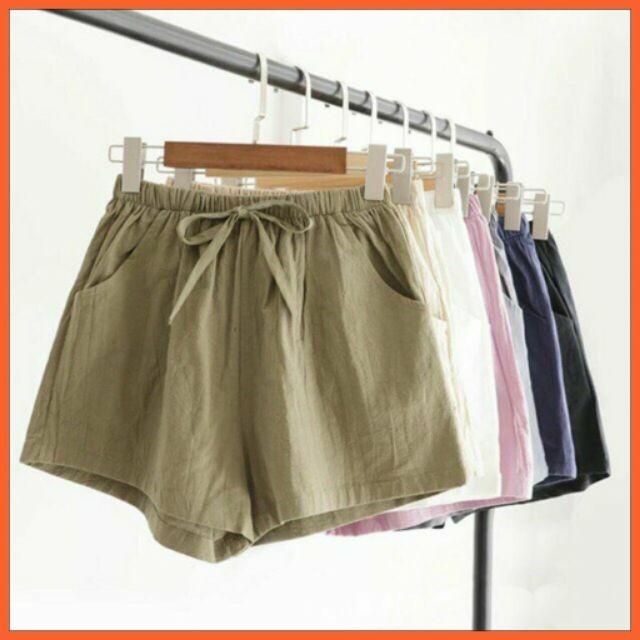 Quần short nữ đùi chất đũi sần nhẹ mát