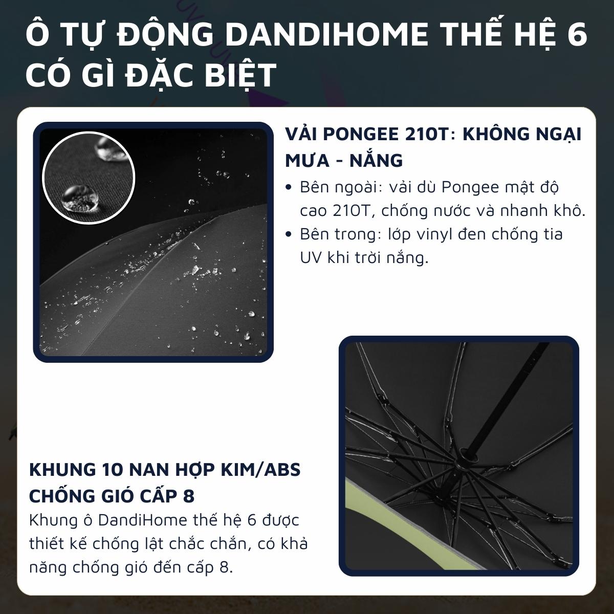 Ô (dù) tự động DandiHome thế hệ mới 2023 cao cấp để đi nắng, che mưa