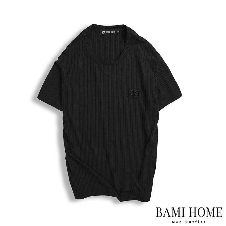 Áo ngắn tay cổ tròn basic BAMIHOME vải thun gân co giãn thoải mái unisex