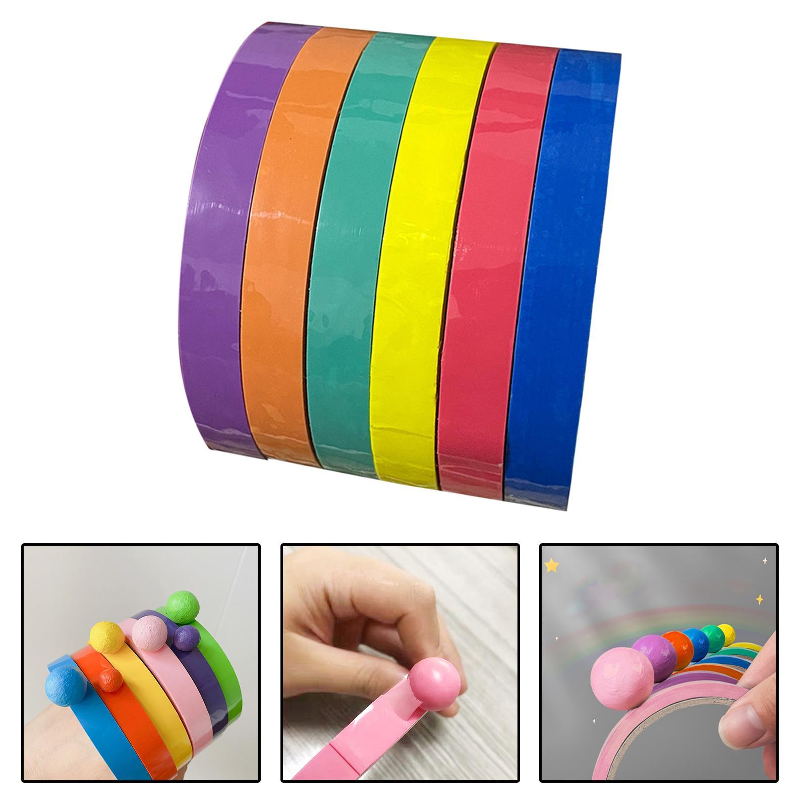 6Pcs 6 Rolls of Sticky Ball Tape Decompression Toys Colorful Anti Stress Funny Crafts DIY Educational Toy for Adults Kids Children Home