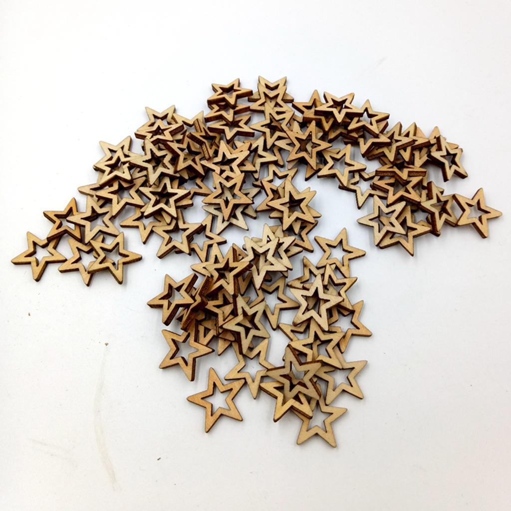 150x MIXED 20MM 30MM NATURAL STAR WOODEN DECOR CARD MAKING SCRAPBOOKING DIY