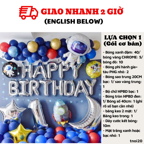 Bộ bong bóng trang trí sinh nhật phi hành gia Tnoi20