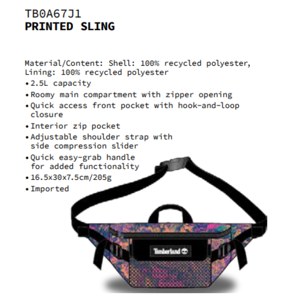 [NEW] Timberland Túi Đeo Chéo Unisex Printed Sling TB0A67J1K4