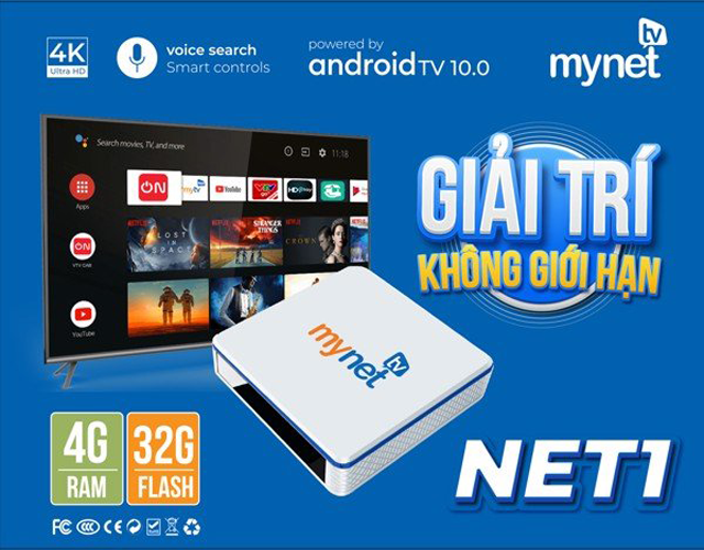 Box Mytv Net (2021) - Ram 4G/32G (Android 10) - Hàng Chính Hãng - Truyền Hình OTT miễn phí 12 tháng - Tích Hợp Tìm Kiếm Giọng Nói