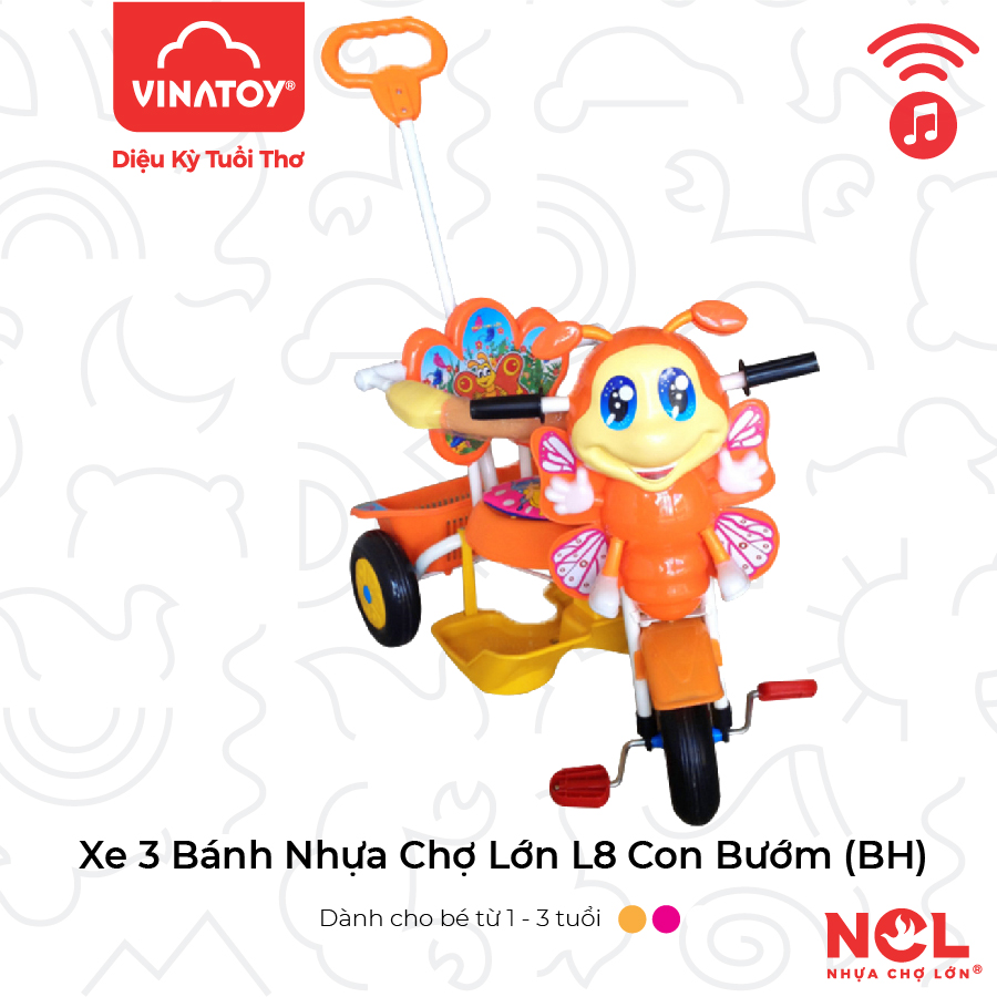 Xe 3 Bánh Nhựa Chợ Lớn L8 Con Bướm ĐKBH - M1530-X3B