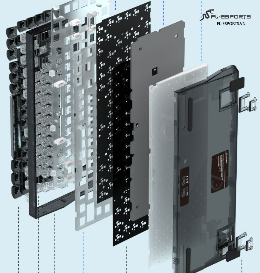 Bàn phím cơ FL-Esports Q75 SAM Black 3 Mode - Hàng chính hãng