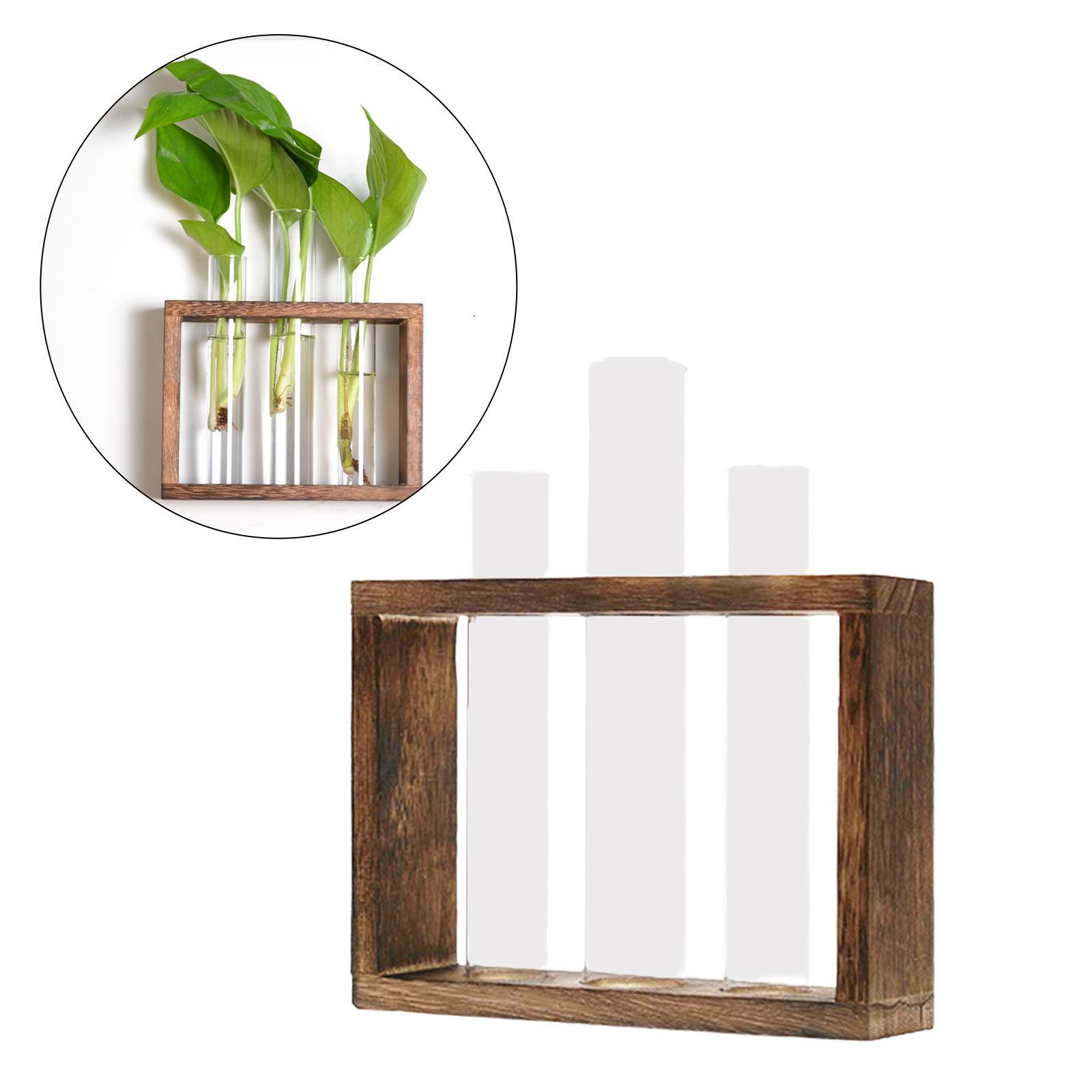 Test Tube Planter Modern Flower Bud Vase with Wood Stand 3 Test Tube