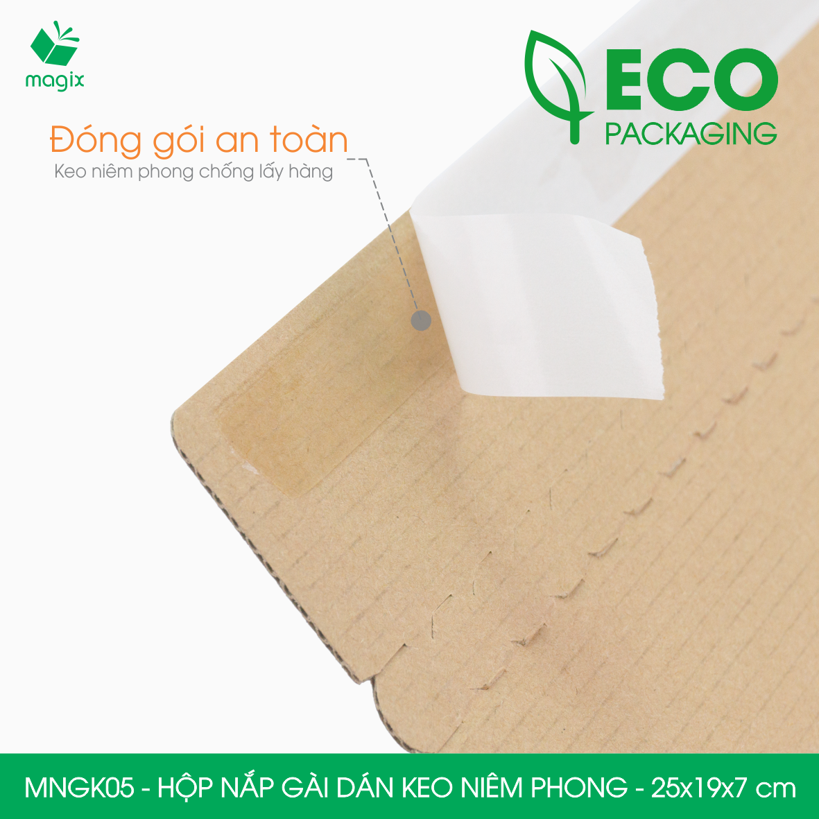 MNGK05 - 25x19x7cm - COMBO 100 HỘP CARTON NẮP GÀI HÔNG CÓ KEO NIÊM PHONG - THÙNG HỘP CARTON ĐÓNG HÀNG